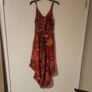 Floral Sleeveless Dress in Red and Pink